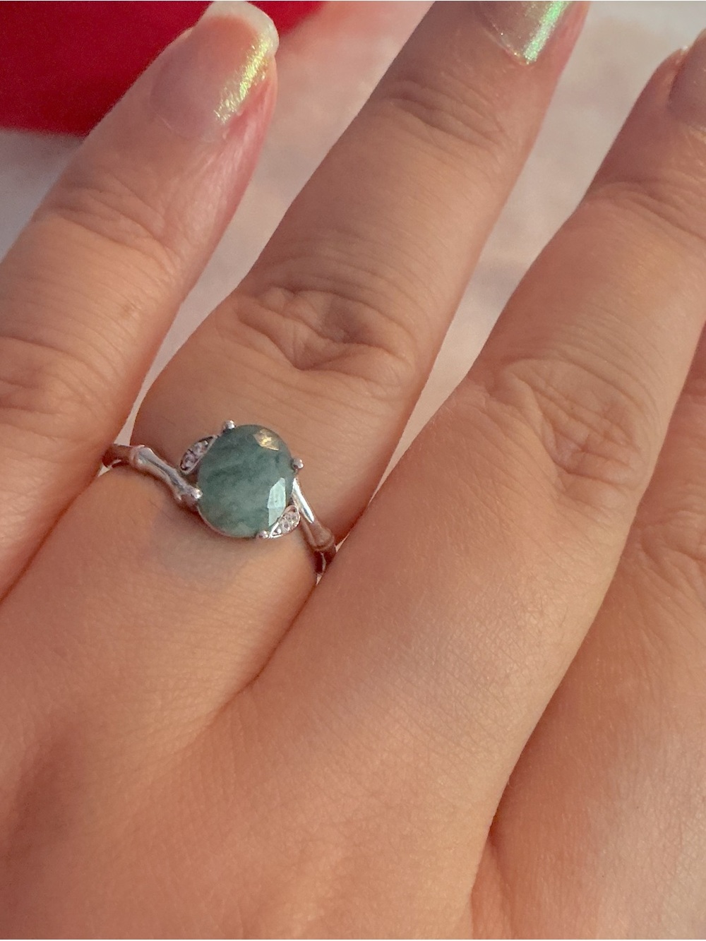 Sterling Silver Natural Brazilian Emerald Ring - Women Jewelry